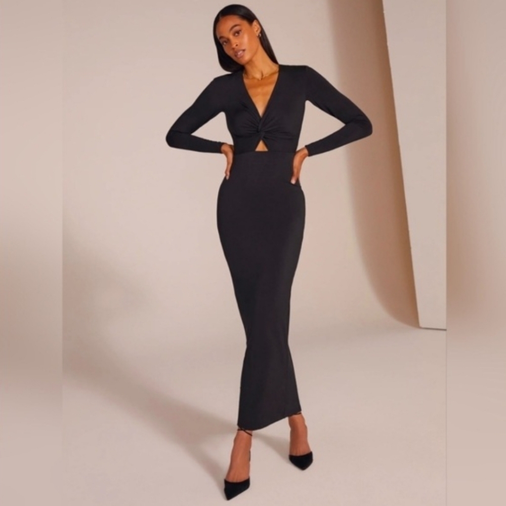 Favorite Daughter Anywhere cutout Long sleeve key hole front Maxi Dress Black